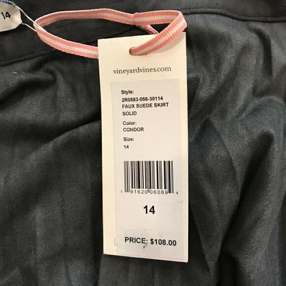 Vineyard Vines A Line Mini Skirt Gray Faux Suede 14 - Picture 4 of 5